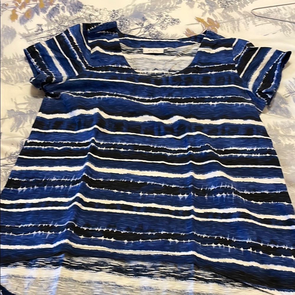 Striped Blue and Black Women's Top